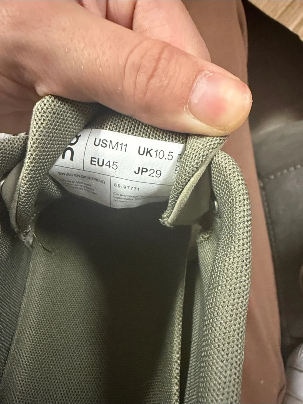 On Running Men's Athletic Shoes in Olive Green and White
